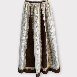 Beautiful Vintage Carefree Fashions 70s Lace Full Length Skirt Cottage Corp